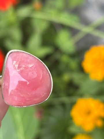 Pink Opal Ring Size 7.5 Adjustable