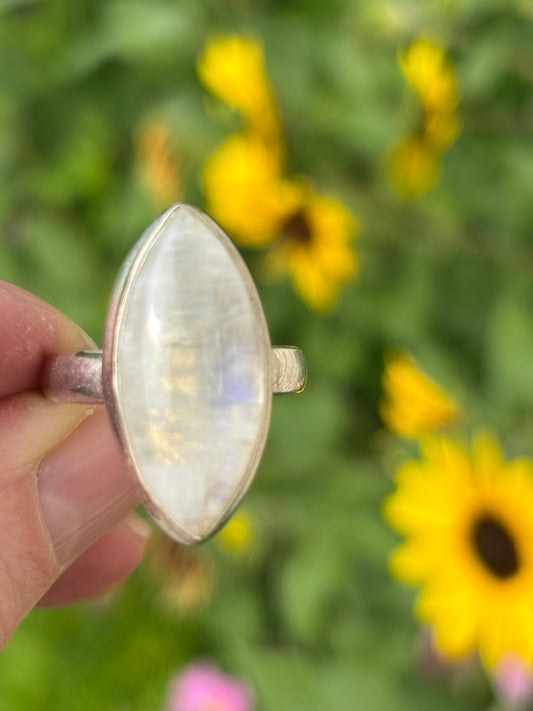 Rainbow Moonstone Ring size 9