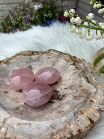 Rose Quartz - Palm Stone - Madagascar