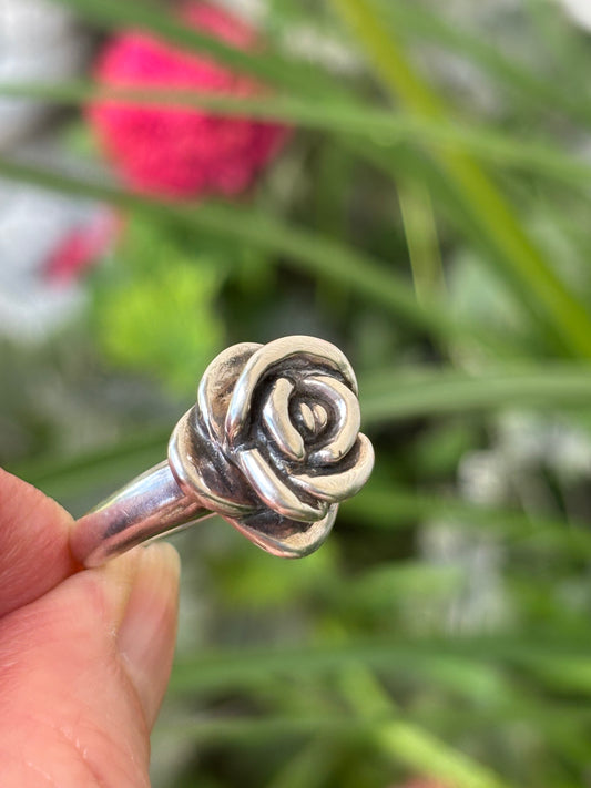 Sterling Silver ROSE Ring 6.5