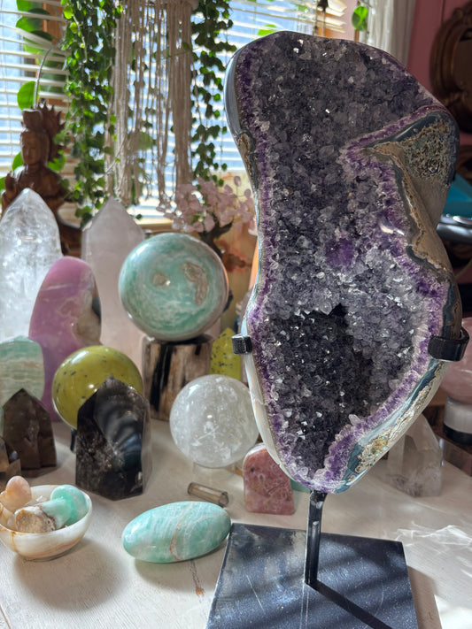 Amethyst Cluster on stand - Brazil