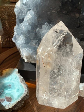 Rutilated Polished Lemurian Quartz Generator - Bi Color - Brazil