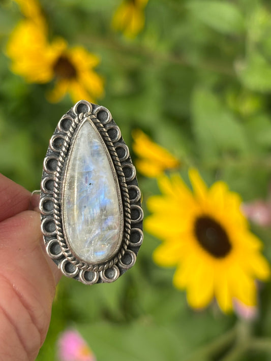 Rainbow Moonstone Ring size 9