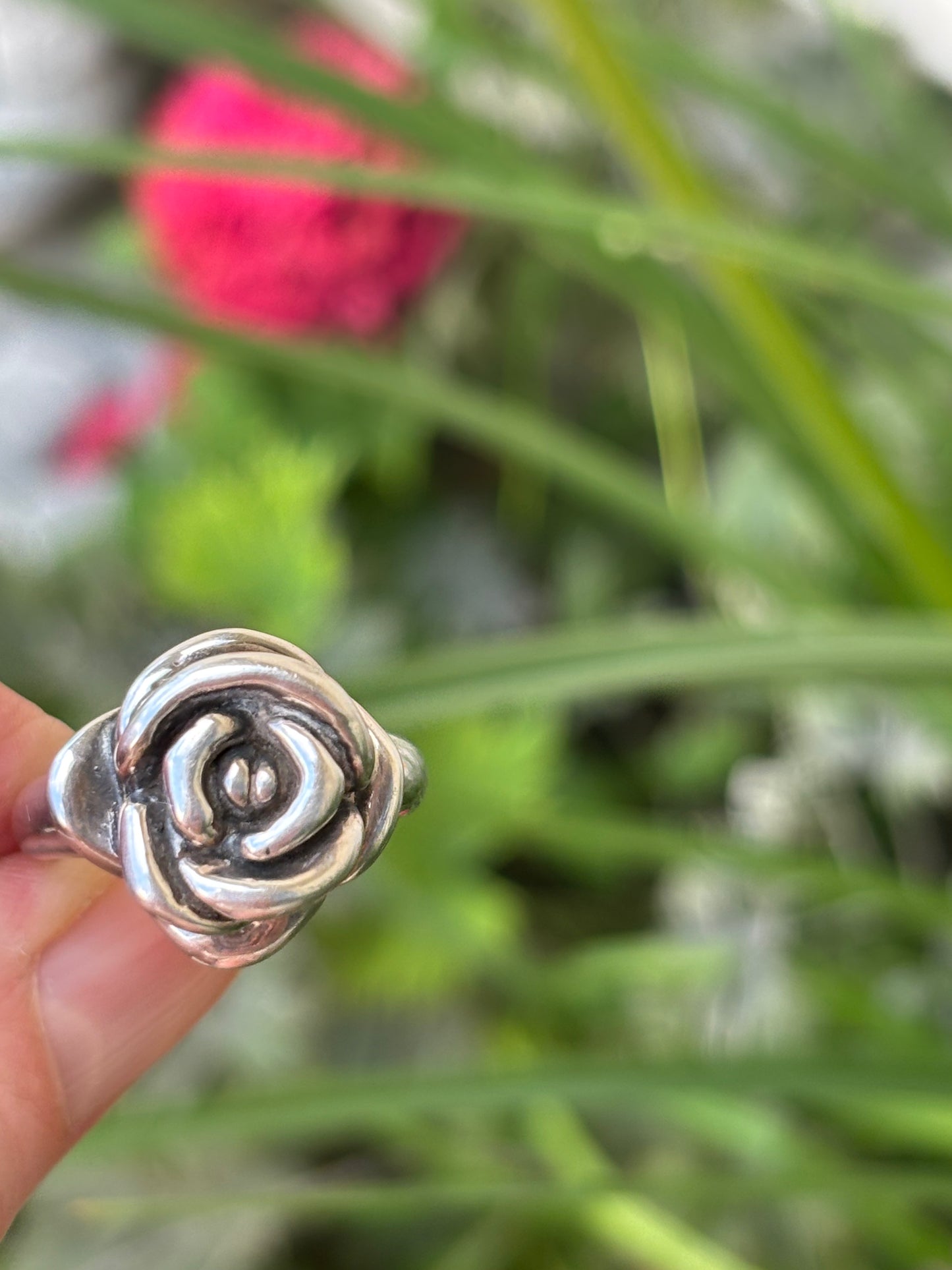 Sterling Silver ROSE Ring 6.5