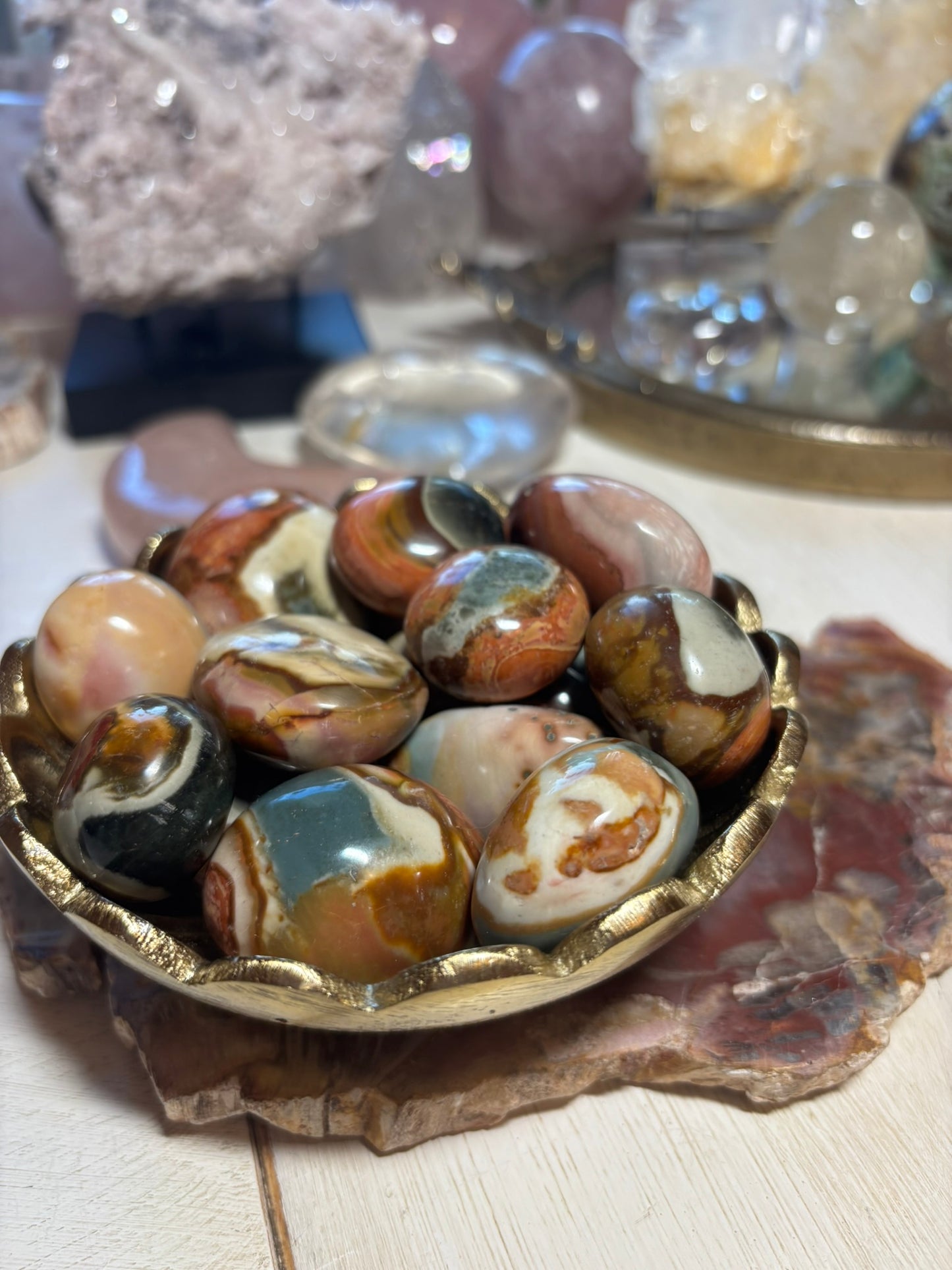 Polychrome Jasper Palm Stone SET - BUNDLE OF 3