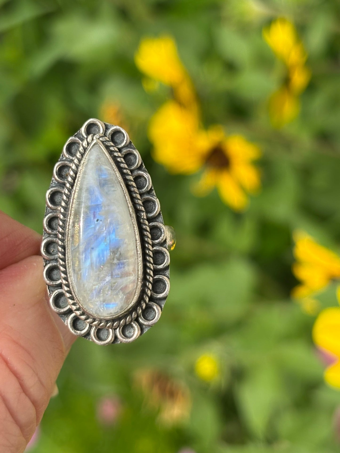 Rainbow Moonstone Ring size 9