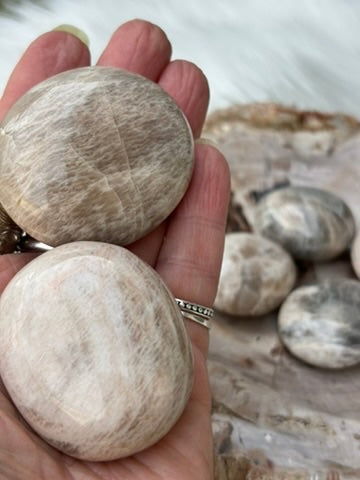 Microline Moonstone Palm Stone | Madagascar