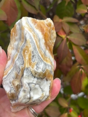Zebra Calcite with Orange Calcite - Mexico