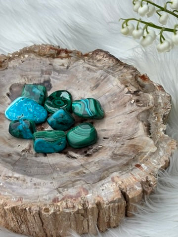 Malachite Chrysocolla - tumble - Congo
