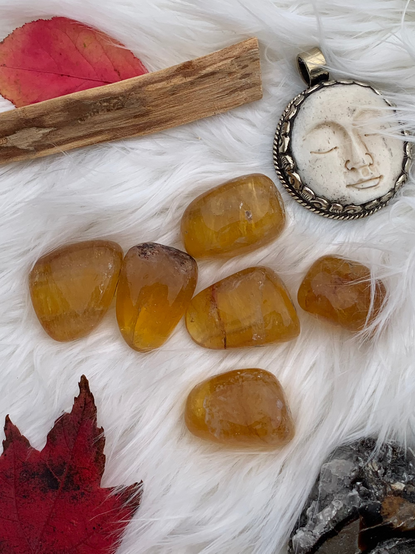 Yellow Fluorite tumbles