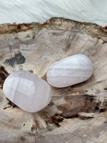 Pink Mangano Calcite - SET OF TWO - tumble - Pakistan