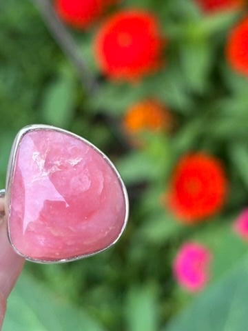 Pink Opal Ring Size 7.5 Adjustable