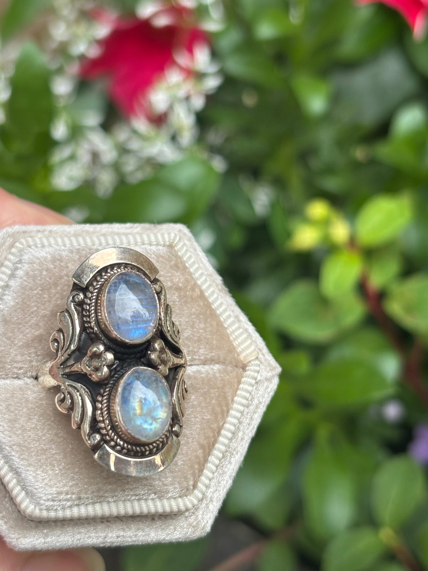 Rainbow Moonstone Ring size 7