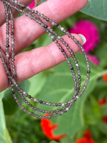 Black Moonstone Faceted Gemstone Necklace - 925 Sterling Silver clasp