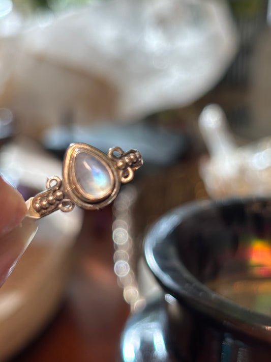 Rainbow Moonstone Ring size 7