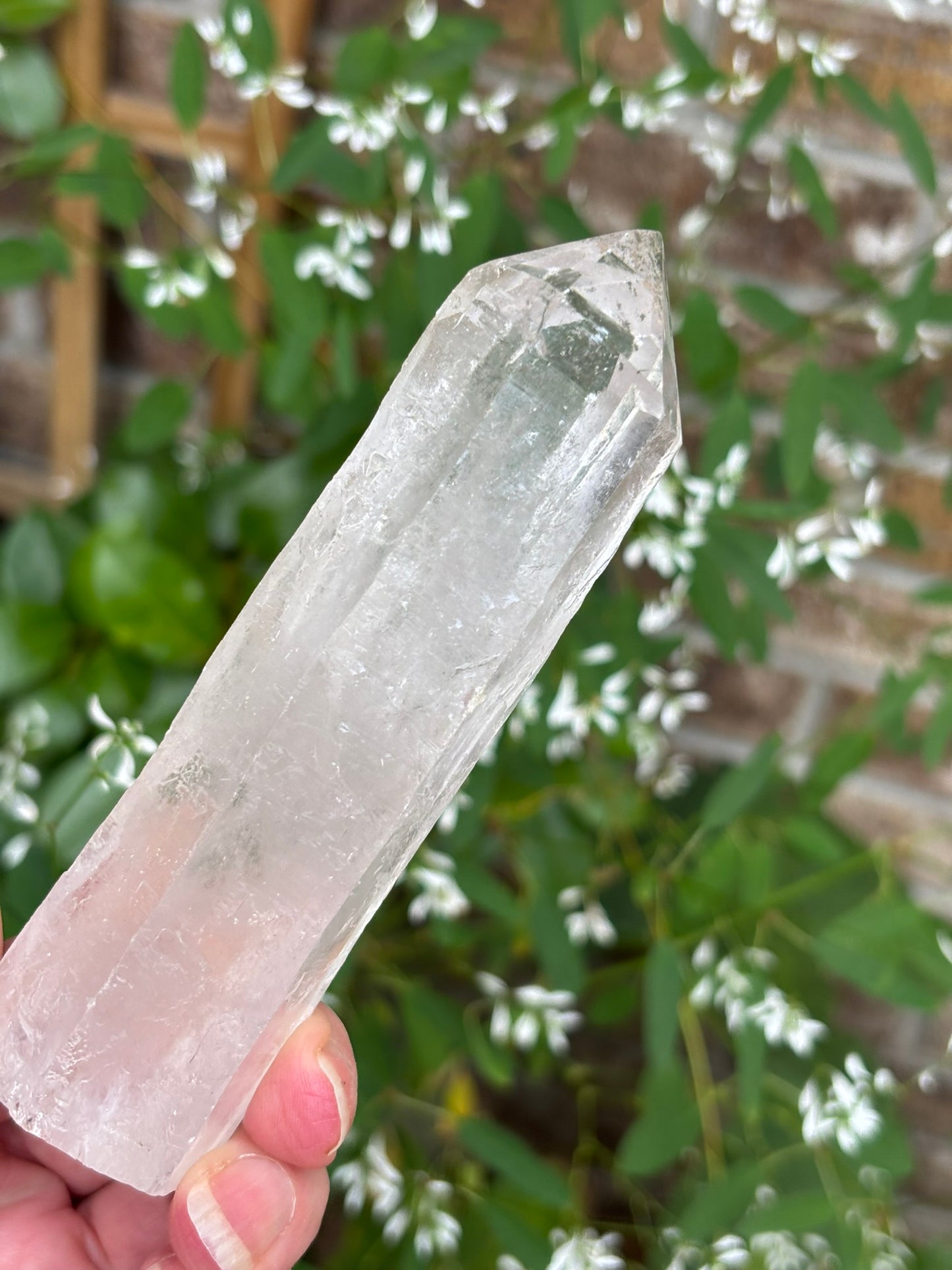 Lemurian Quartz Point - Chlorite - Twin with Key
