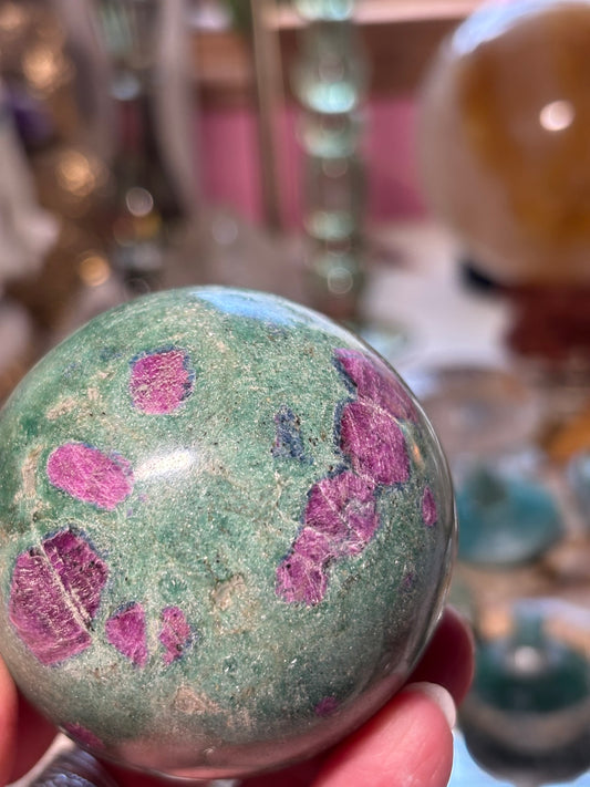 Ruby Fuchsite Sphere - India