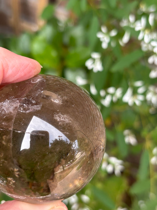 Lemurian Smokey Quartz Sphere - Brazil