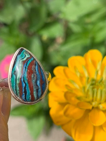 Rainbow Calsillica Ring size 8