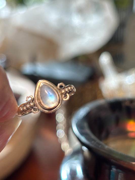 Rainbow Moonstone Ring size 7