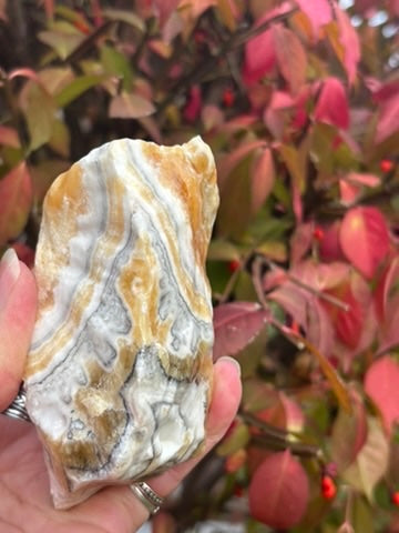 Zebra Calcite with Orange Calcite - Mexico