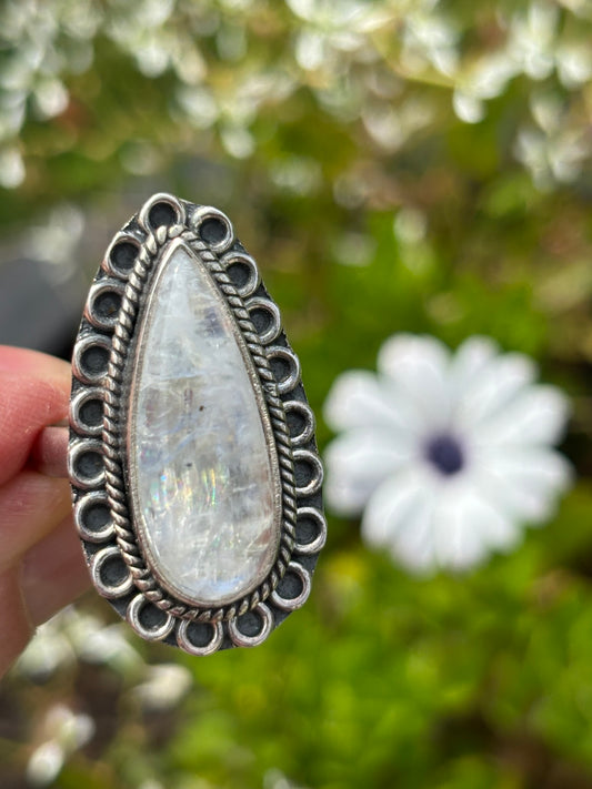 Rainbow Moonstone Ring size 9