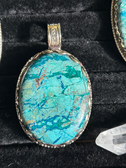Chrysocolla pendant - Tibetan Silver