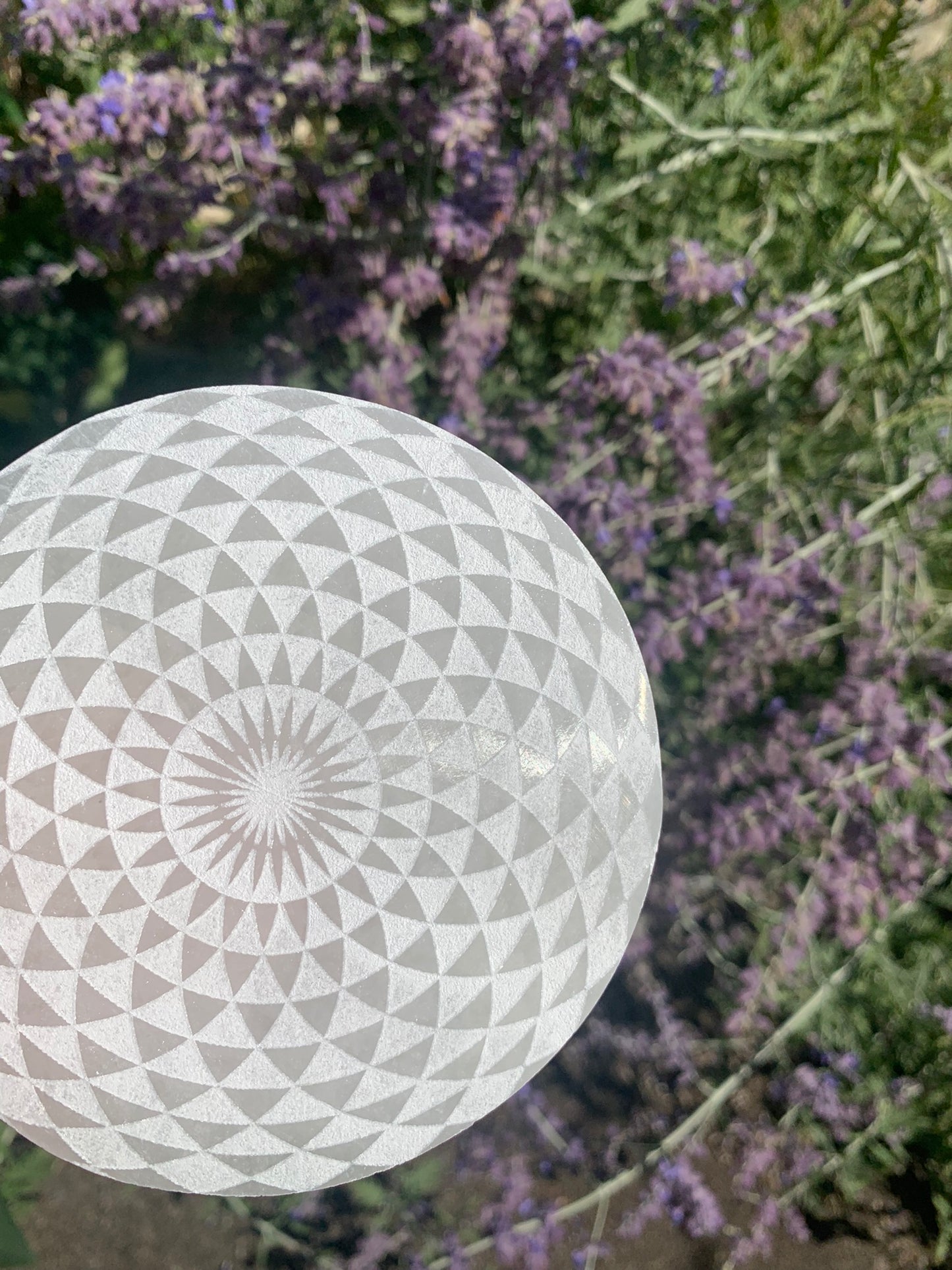 Selenite | Etched Spiral | Charging Plate - Grid