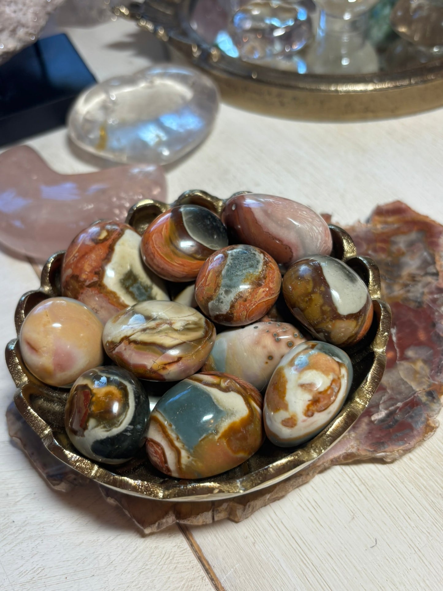 Polychrome Jasper Palm Stone SET - BUNDLE OF 3