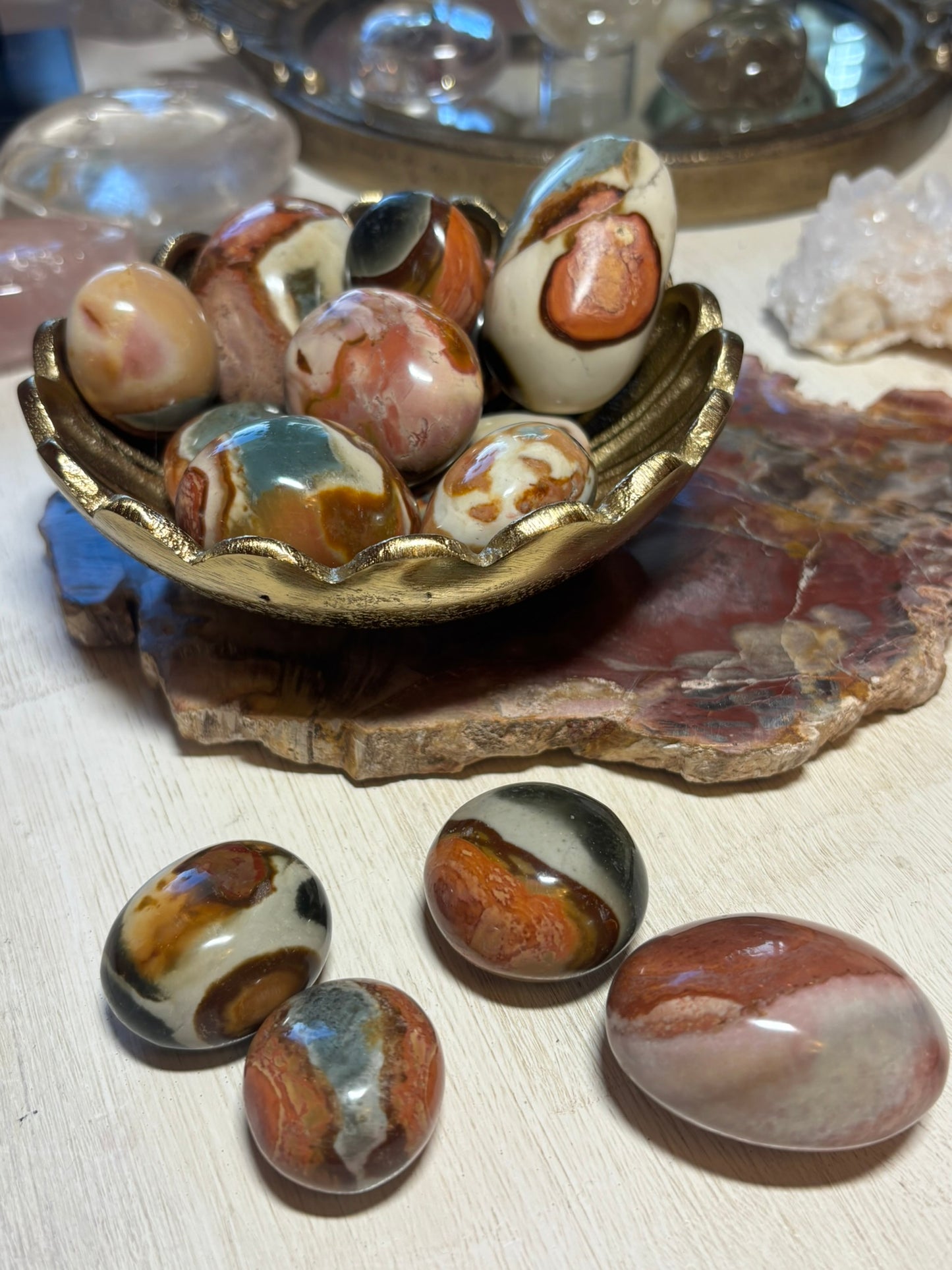 Polychrome Jasper Palm Stone SET - BUNDLE OF 3