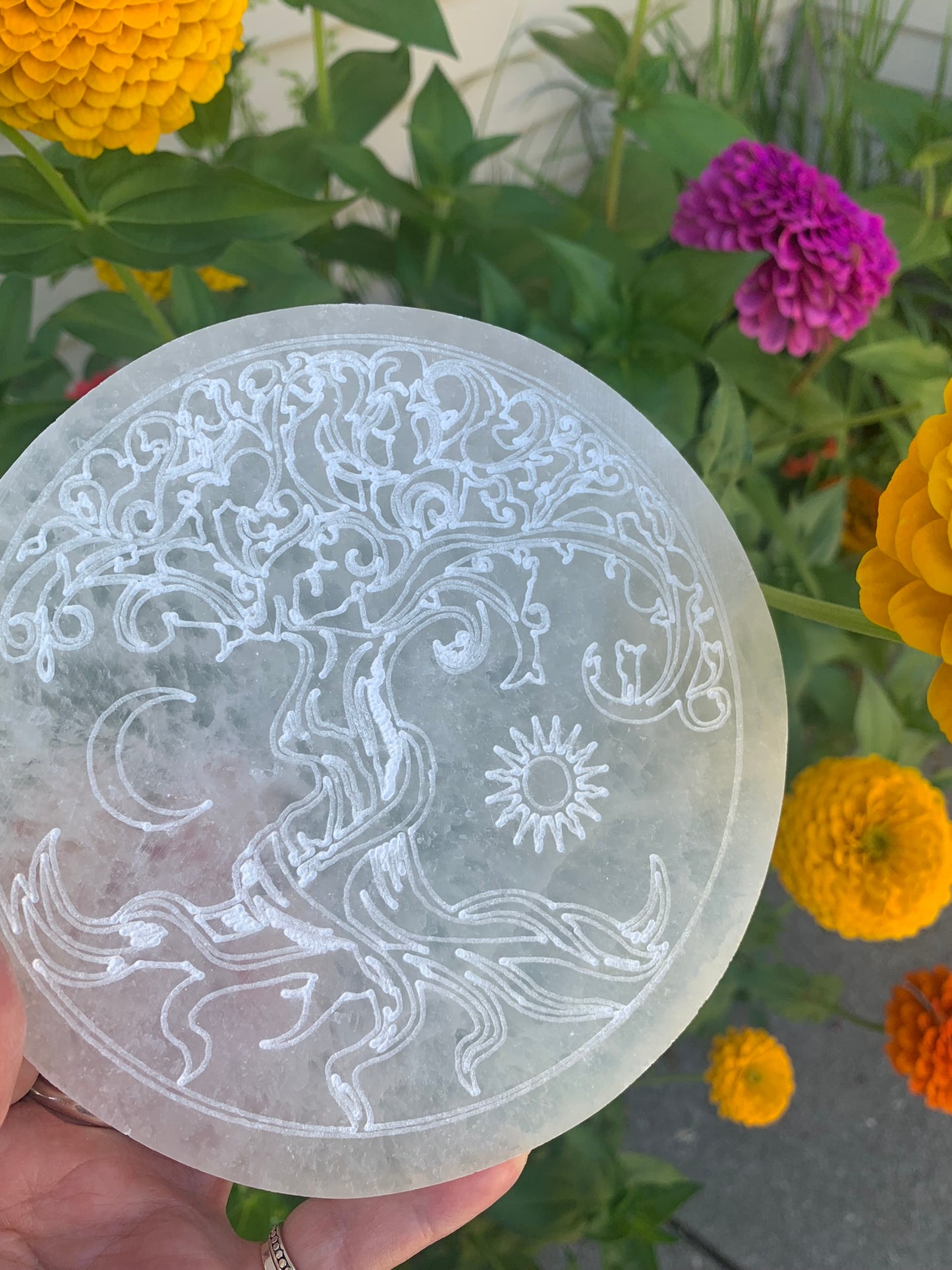 Selenite Tree of Life | Charging Plate - Grid