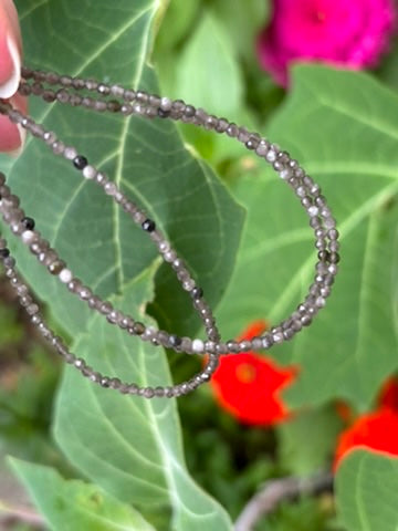 Black Moonstone Faceted Gemstone Necklace - 925 Sterling Silver clasp