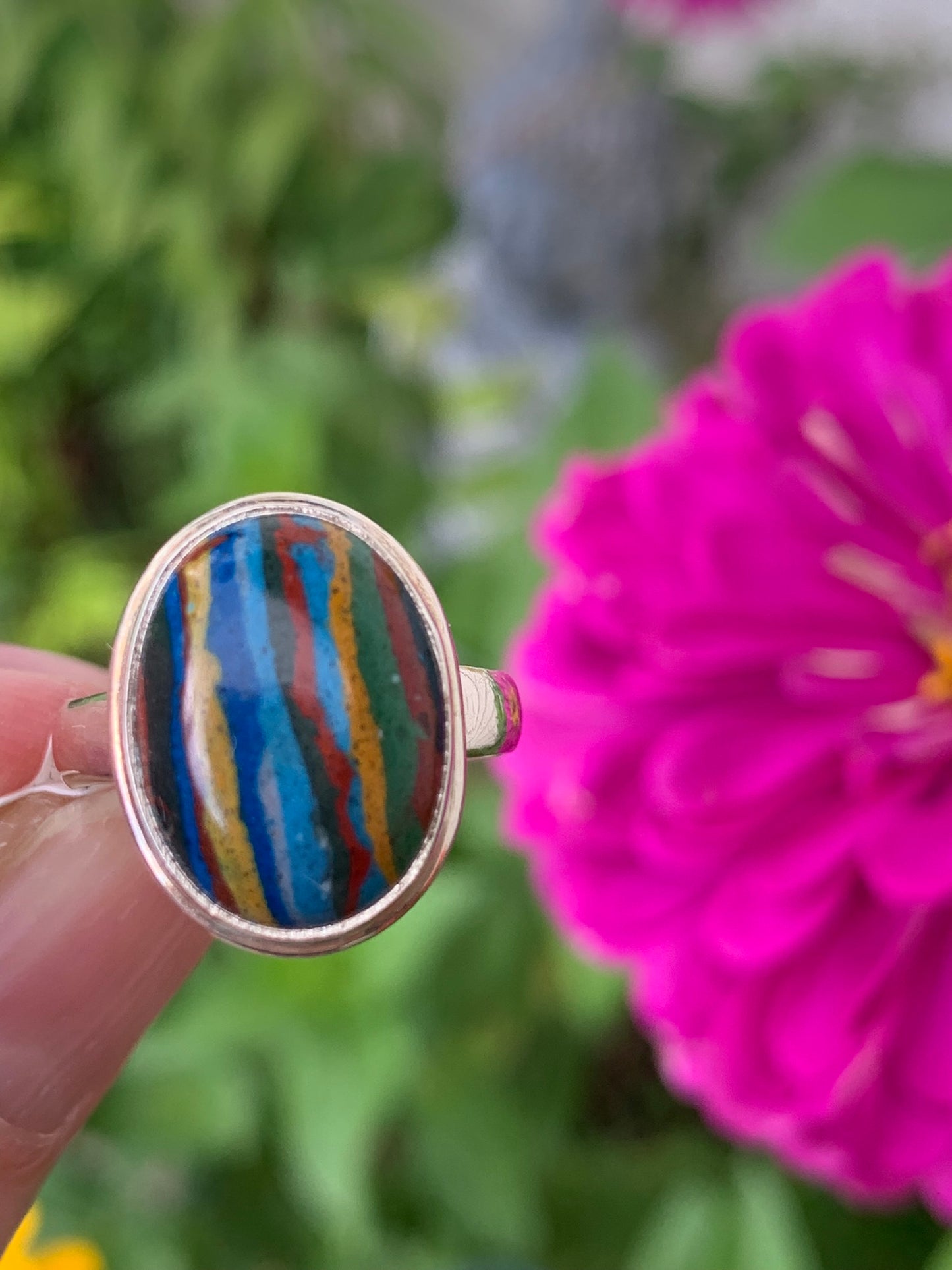 Rainbow Calsillica Ring size 7