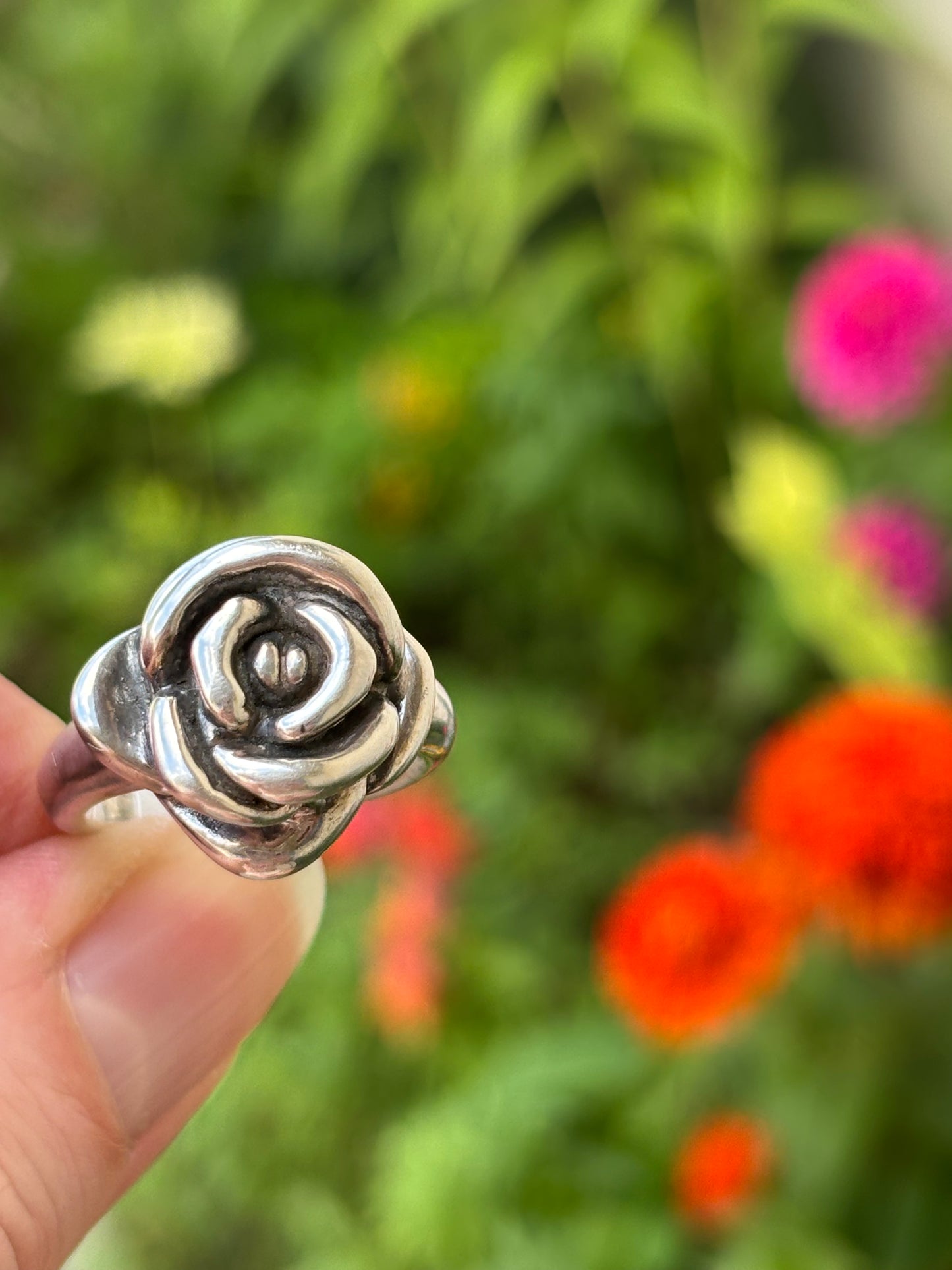 Sterling Silver ROSE Ring 6.5