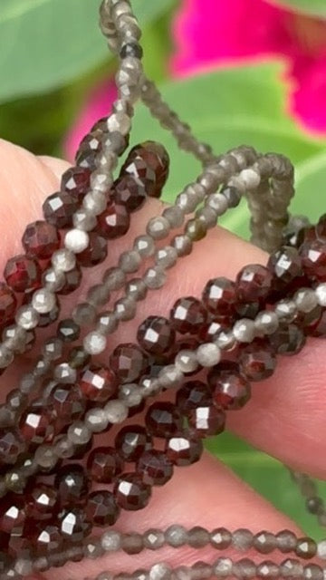 Red Garnet Faceted Gemstone Necklace - 925 Sterling Silver clasp