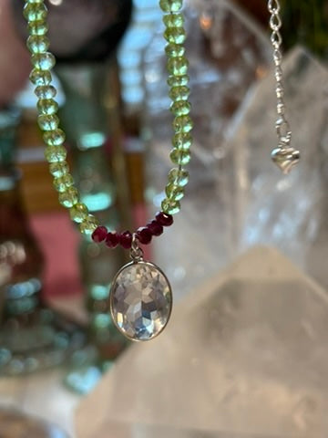Celestial Gate — Peridot, Red Spinel and Lemurian Quartz