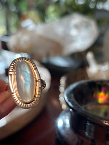 Rainbow Moonstone Ring size 9