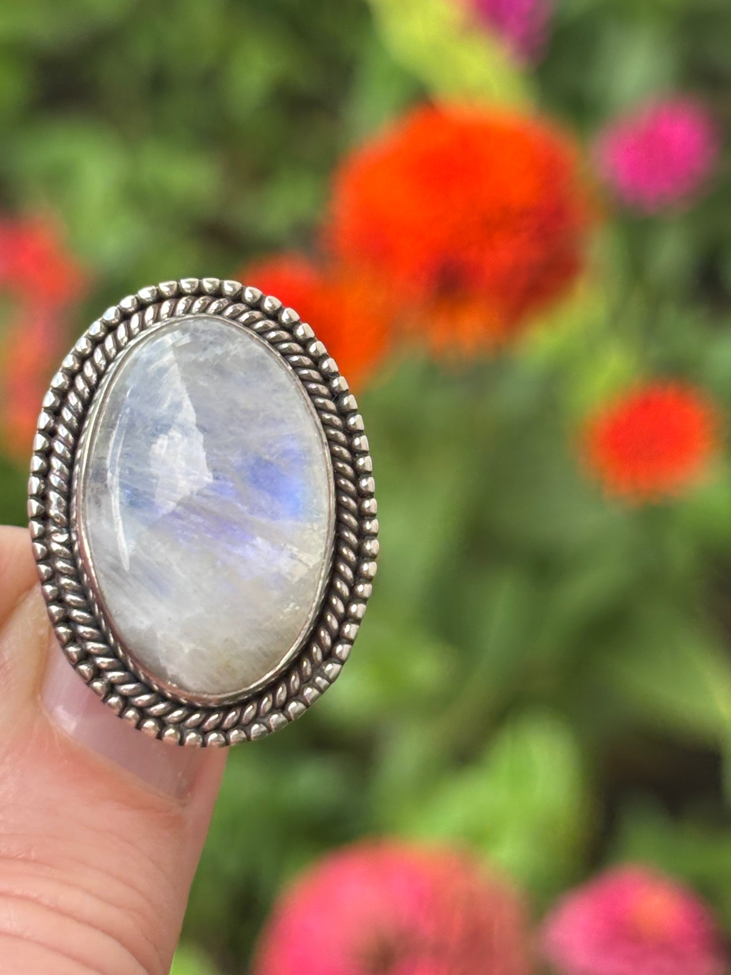 Rainbow Moonstone Ring size 7