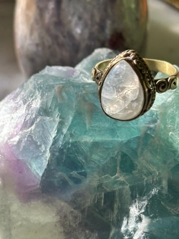 Rainbow Moonstone Ring size 8