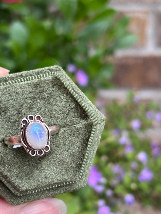 Rainbow Moonstone Ring size 6.25