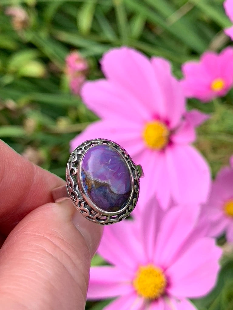 Purple Copper Turquoise Ring Size 8.5