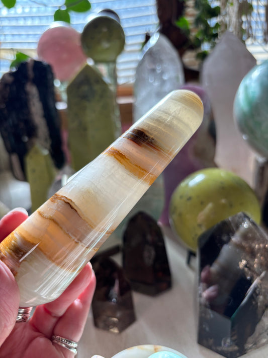 Watermelon Calcite - Massage Wand - Pakistan