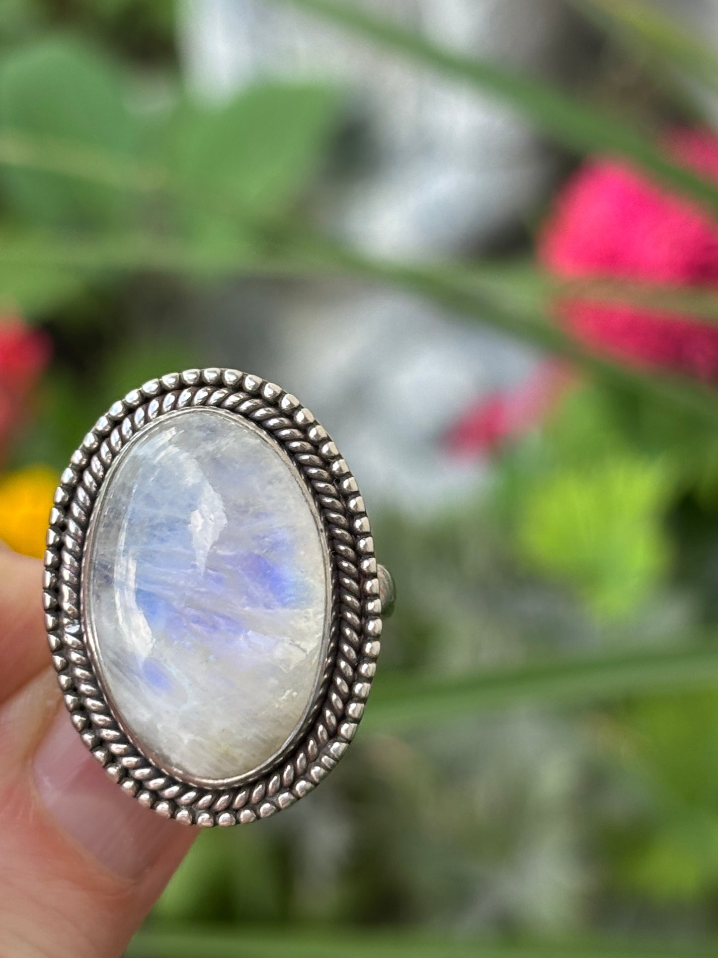 Rainbow Moonstone Ring size 7