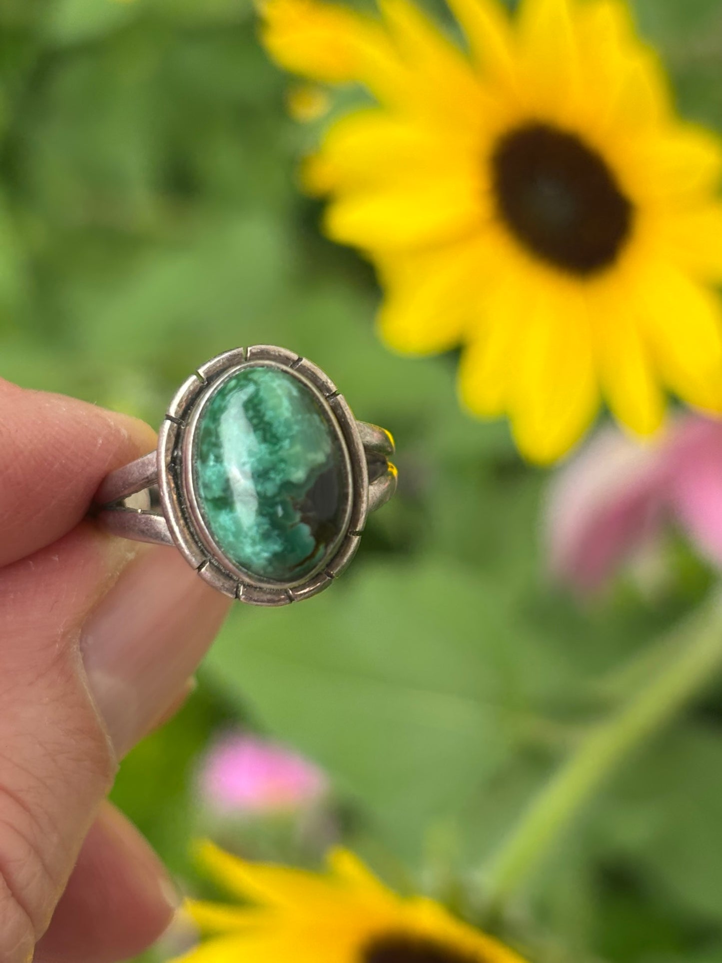 Turquoise with Malachite Ring size 6