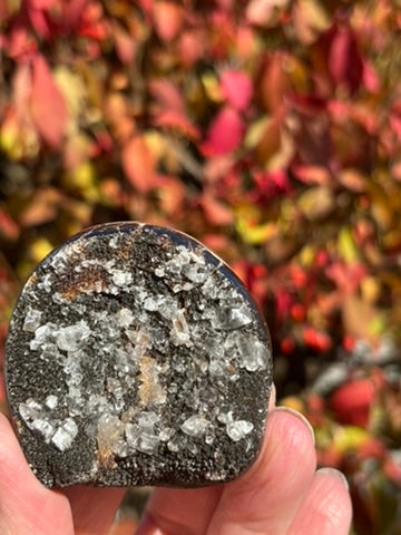 Septarian Druzy Dragon Egg with Calcite crystals - Madagascar