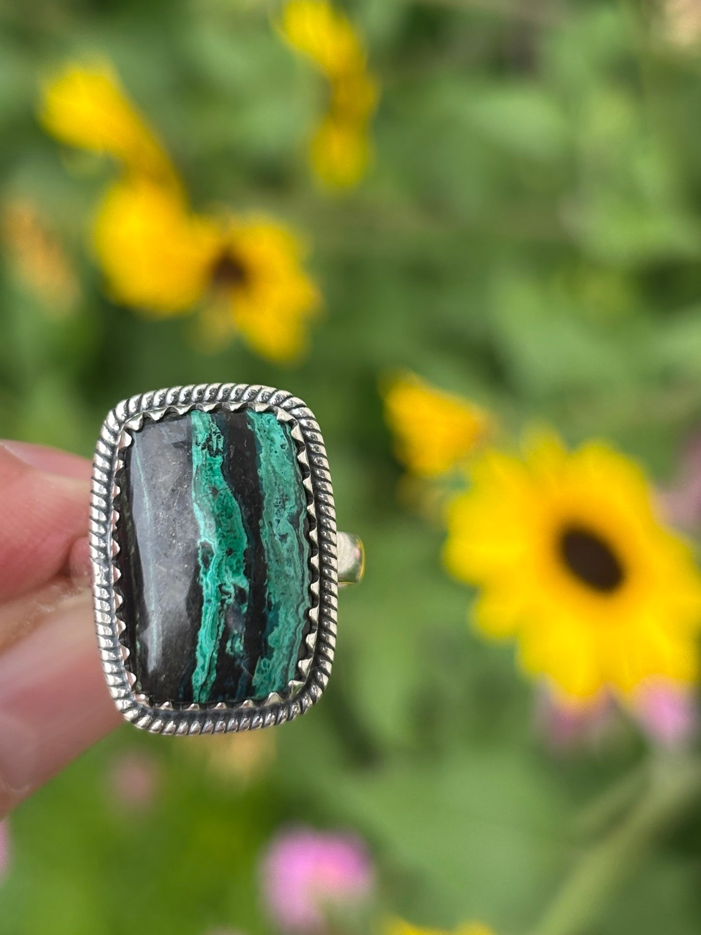 Malachite Chrysocolla Ring size 7