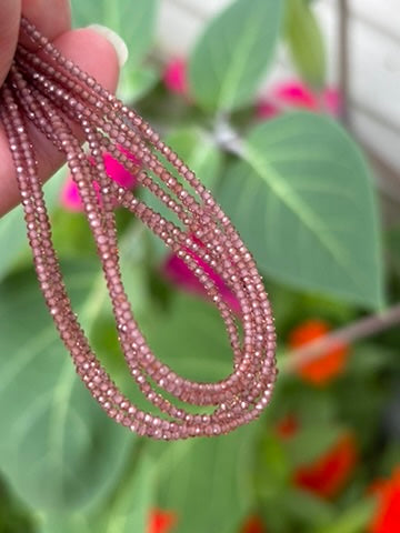 Pink Garnet AAA Faceted Gemstone Necklace - 925 Sterling Silver clasp