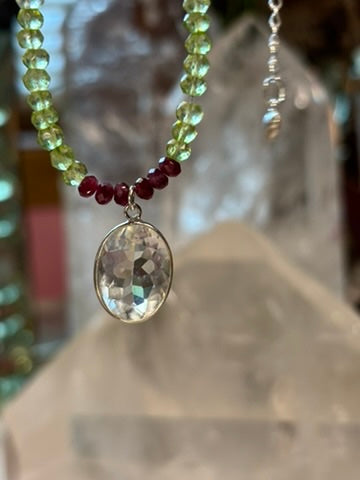 Celestial Gate — Peridot, Red Spinel and Lemurian Quartz