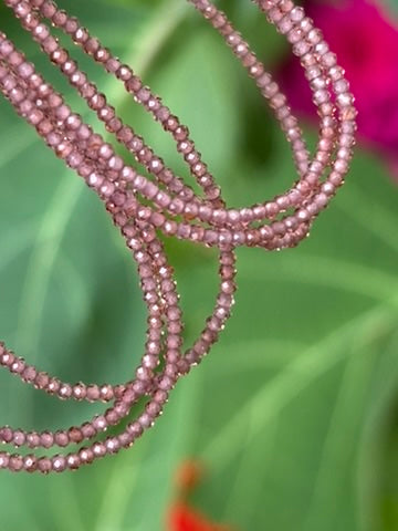 Pink Garnet AAA Faceted Gemstone Necklace - 925 Sterling Silver clasp