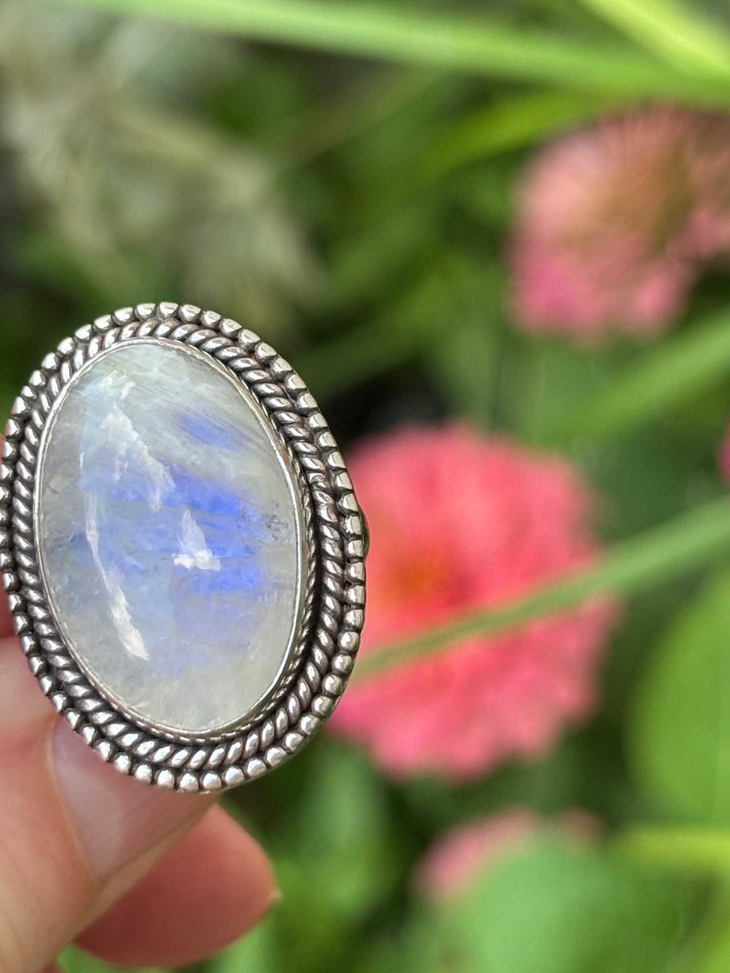 Rainbow Moonstone Ring size 7